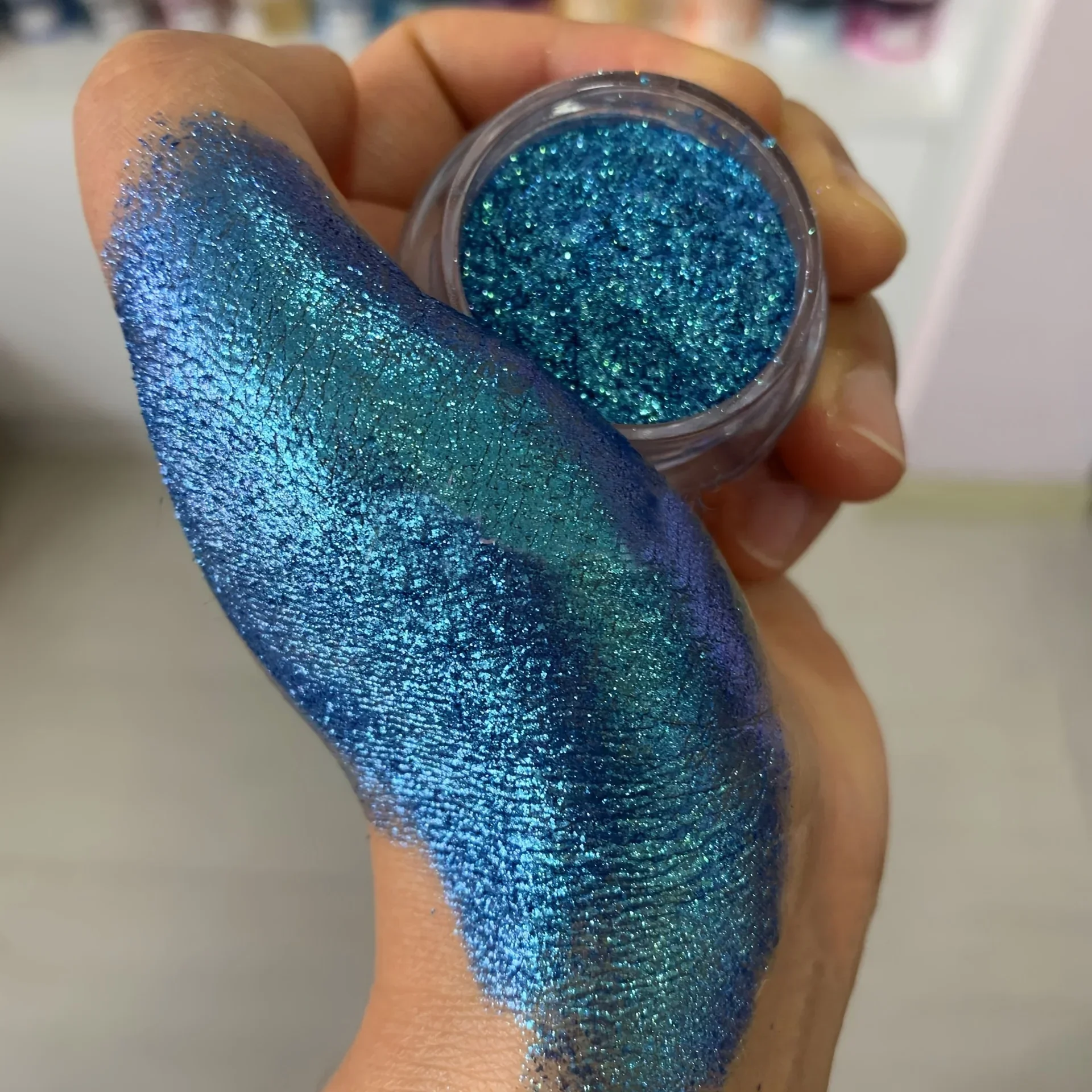 Vibrant  Mini Aurora Chameleon Glitter Powder, Multi-Color Gradient Berry/Purple/Blue/Green Tones Stunning Body Makeup