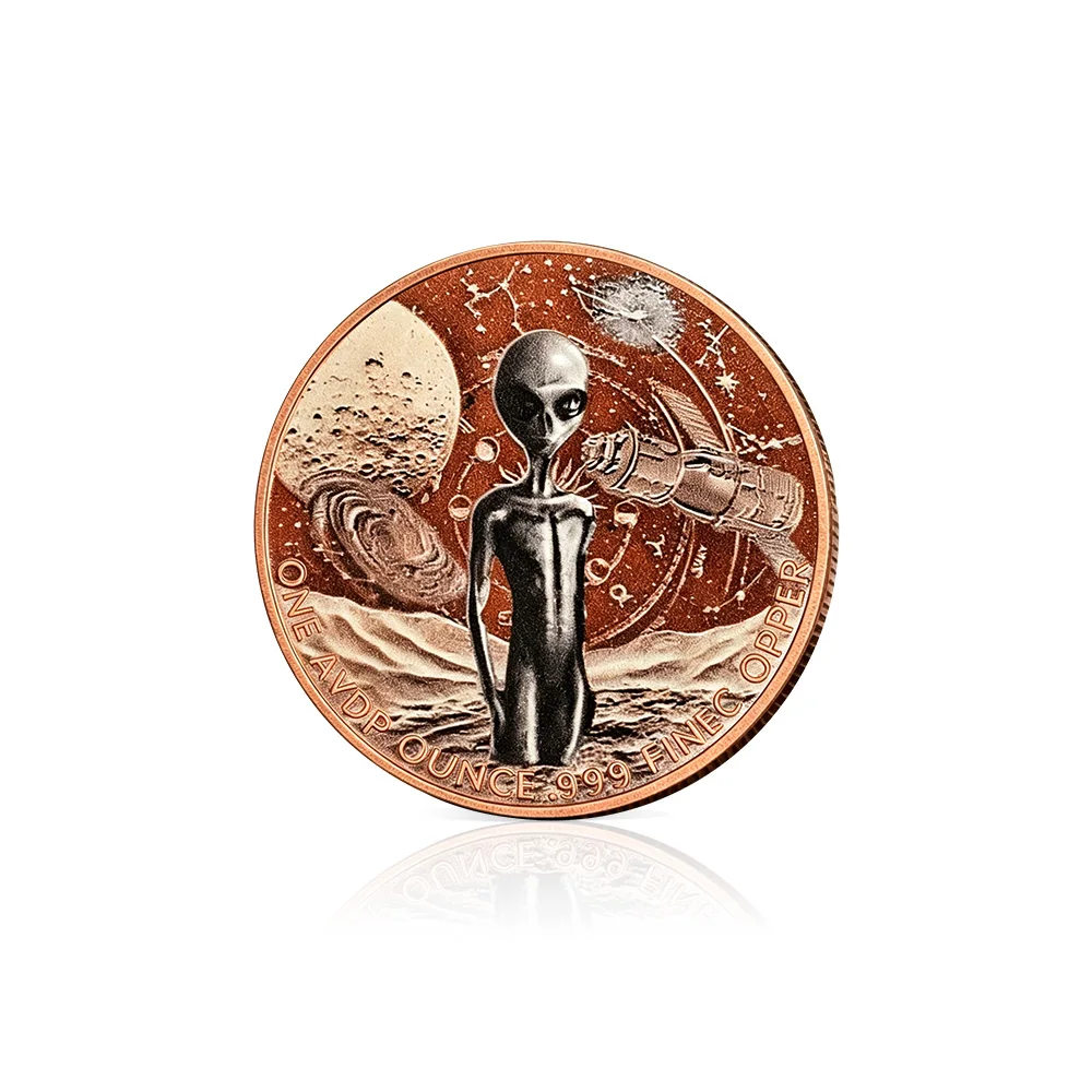 Space Alien Purple Copper Coin 1oz Copper with Alien & Galaxy SceneCommemorative Coin Souvenir Coin Gift Horror Decor