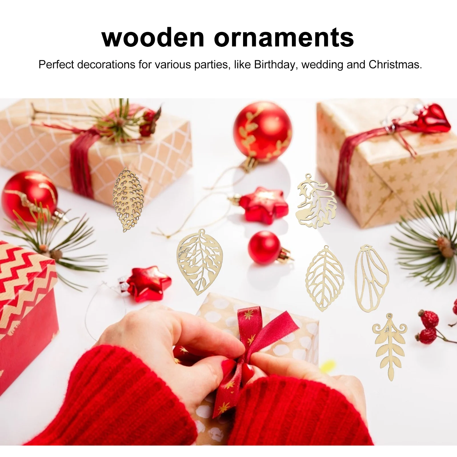 

100Pcs Leaf Shape Wooden Pieces Premium Hollow Craft Decorations for Christmas Wedding DIY Painted Ornaments Leaf Wooden Pieces