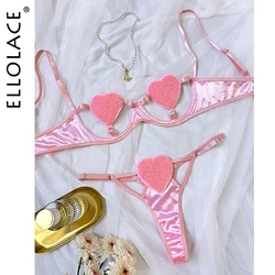 Ellolace Porn Lingerie Love Hollow Out Bra Fantasy Bilizna Sexy Romantic Adult Costume Wetlook Silk Hot Outfit  Open Underwear