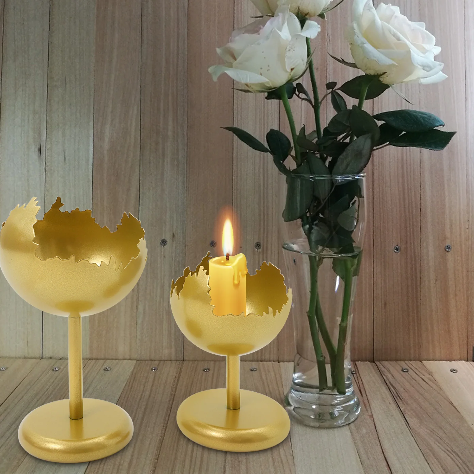 

2 Pcs Metal Aromatherapy Candlestick Taper Holders Decoration Decorative Creative Iron Indoor Candleholder Stand