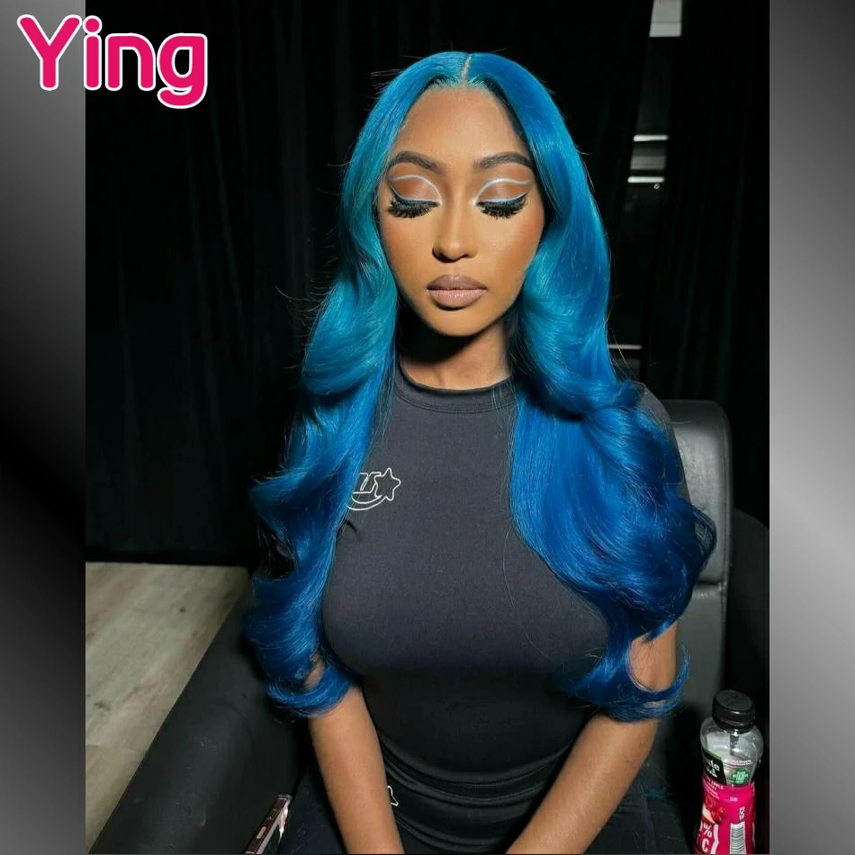 Omber Blue 180% Body Wave 13x4 Lace Frontal Wigs Human Hair PrePlucked With Baby Hair Brazilian 13x6 Transparent Lace Front Wig