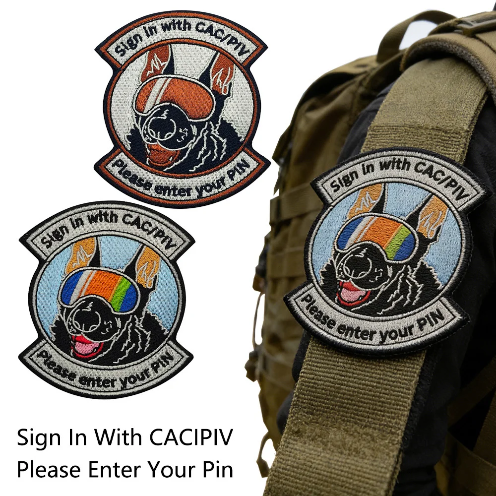 Masked Military Dog Mail Badge, Rainbow Protective Goggles Dog Embroidery Armband, Jacket Patch