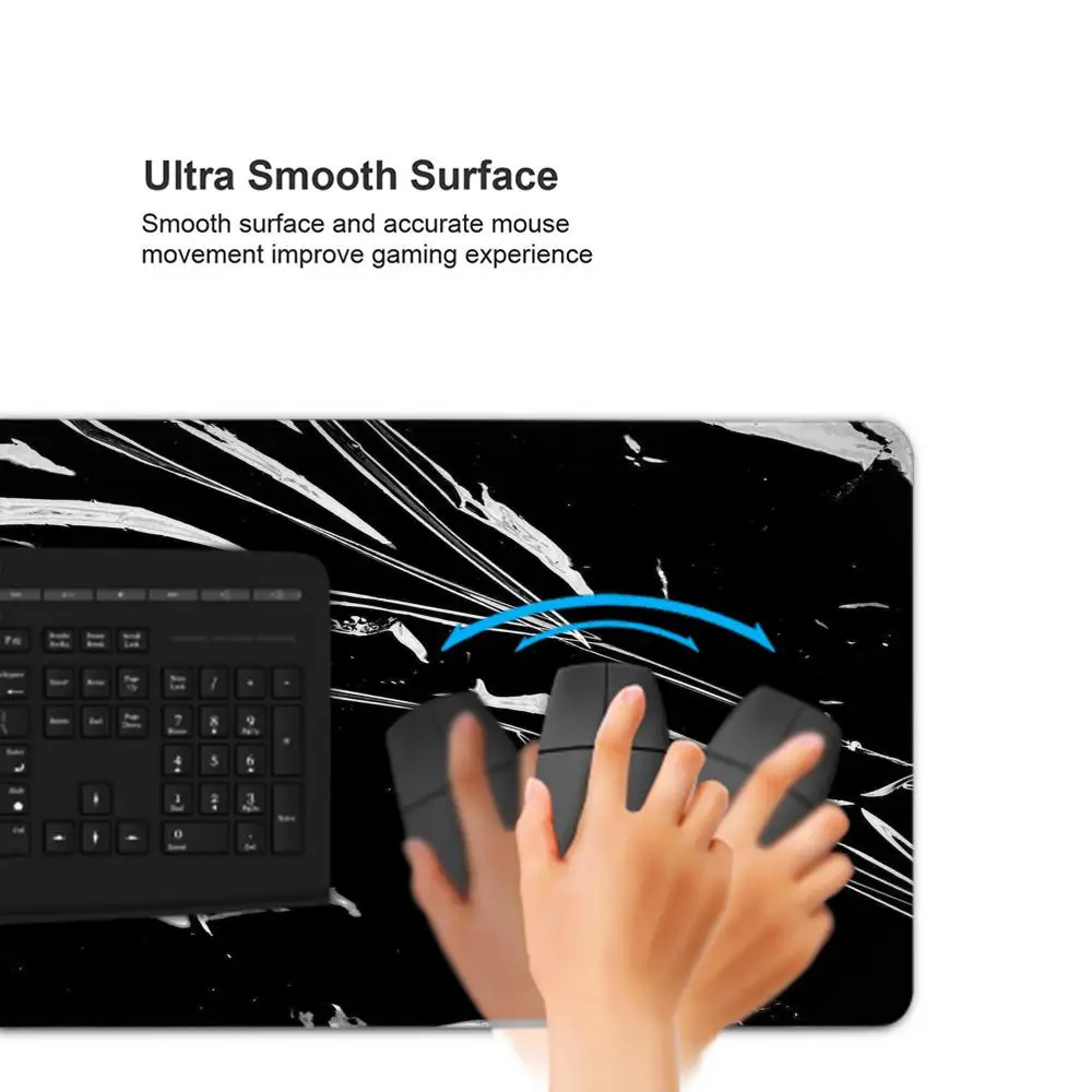 Grande Gaming Mouse Pad com borda de bloqueio, preto e branco, Gamer Big Mouse Mat, Computador Mousepad, Teclado, Mesa, Mouse Pad, Deskpad