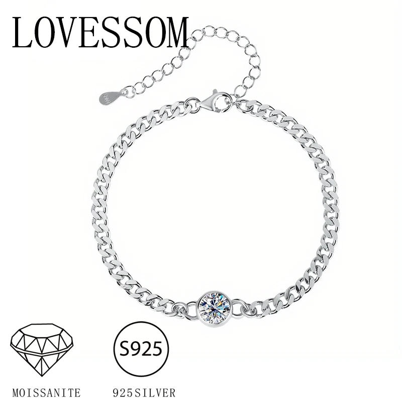 

925 sterling silver 1 carat moissanite round bracelet bubble bracelet light luxury style design high-end
