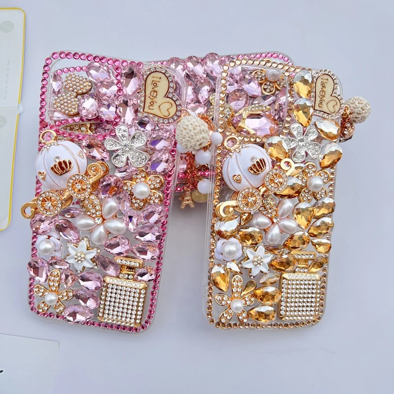 Diamond Case for Samsung S24 S21, S22, 23 Ultra, Note 20, Jewelry Pumpkin Car Bling, Sparkly Crystal Diamond, Handmade Cover