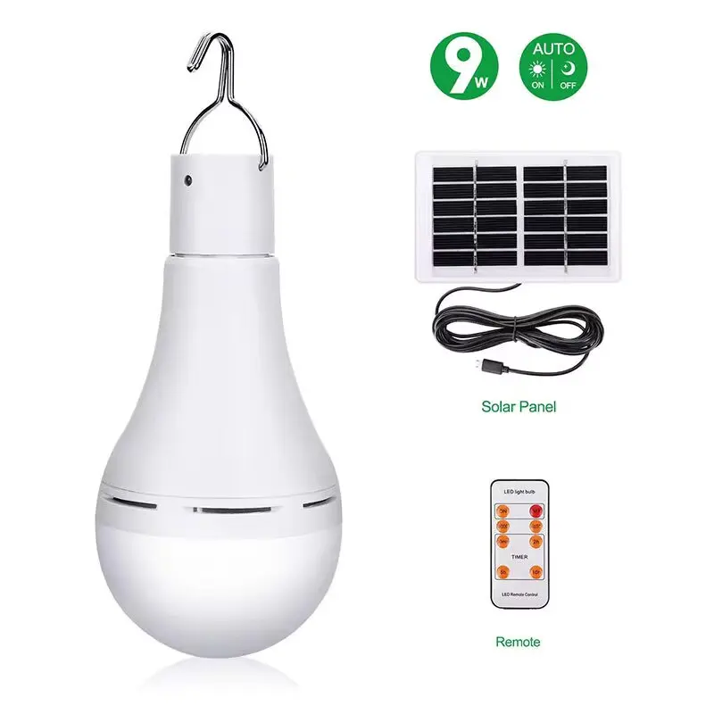 2024 New LED Solar Lamp Bulb Outdoor Waterproof Portable Solar Garden Hanging Light Hiking Fishing Emergency Lights