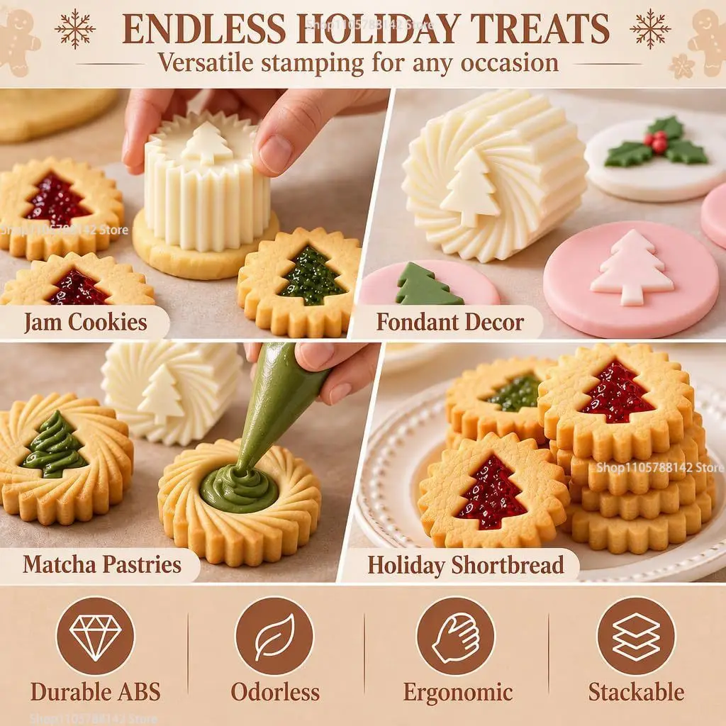 Christmas Tree Cookie Press,Christmas Tree Cookie Press,Double-Sided Pastry Mold Set Two Double-Ended Pastry Molds