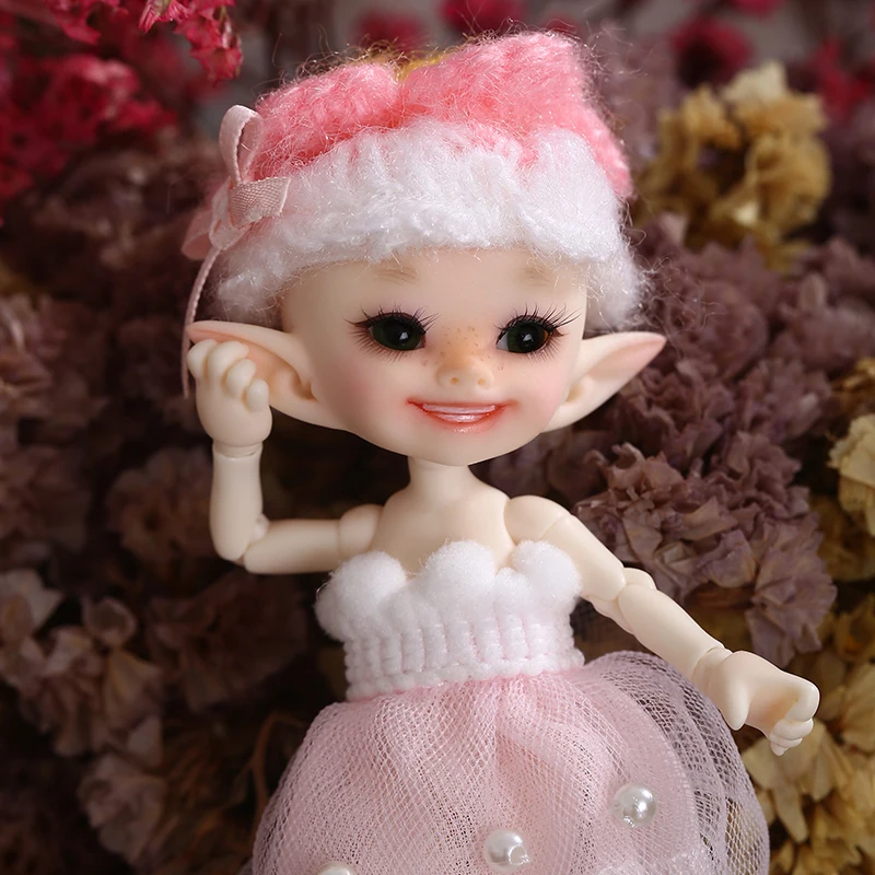 

Realpuki Popo Fairyland FL Doll BJD 1/13 Pink Smile Elves Toys for Girl Tiny Resin Jointed Doll