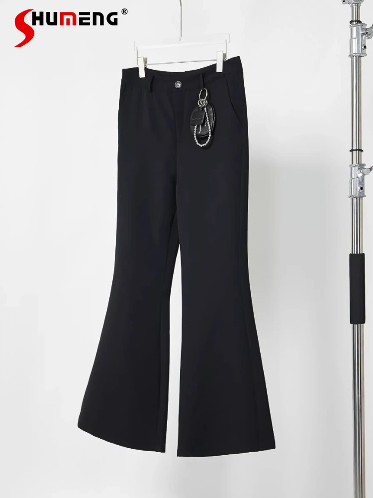 

Men's 2025 Four Seasons Wear Slim Fit Flared Trousers Fashion Long Suit Pants Male Pocket Decoration Stylish Loose Comfort Pants