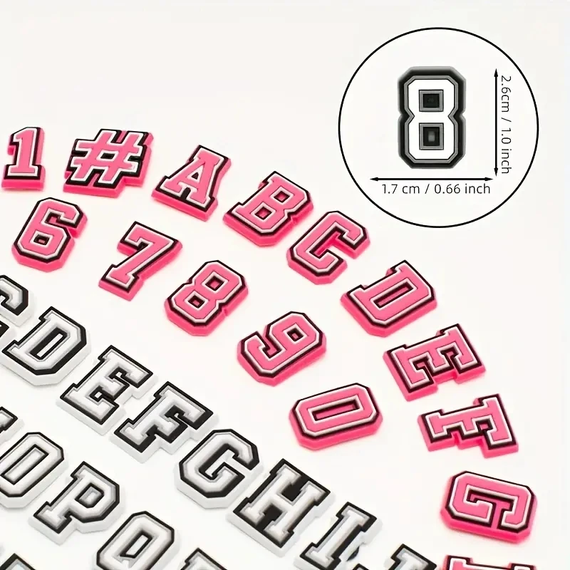 80PCS Sports and Letters Numbers Shoe Charms for Croc,Different Matching Sandals Wristbands Bracelets,Teens Adults Party Gifts image 5