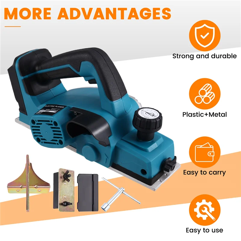 【Flash Sale】 Untuk Alat Pertukangan Genggam Bertenaga Baterai Lithium Isi Ulang 18V, Planer Listrik Tanpa Kabel Tanpa Sikat