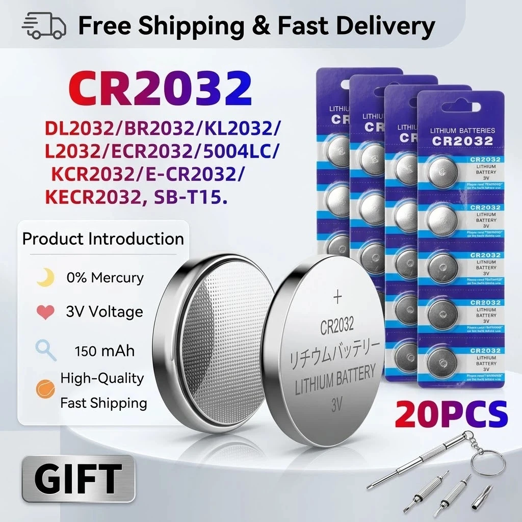 

CR2032 3V Lithium Battery Button Cell 20-100Pcs DL2032 For Car Remote Control 7-Day Fast Delivery