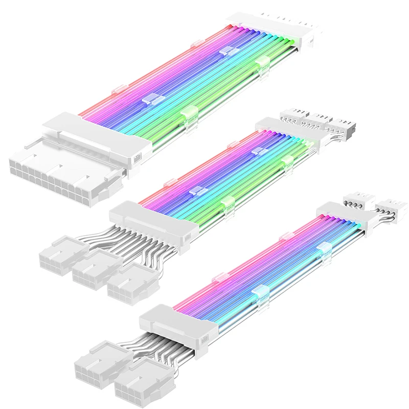 Argb psu-拡張ケーブル,rgb atx,デュアルレインボーコード,5v sync,rgbロー,装飾用ケース,24ピン,8ピン,6 2ピン