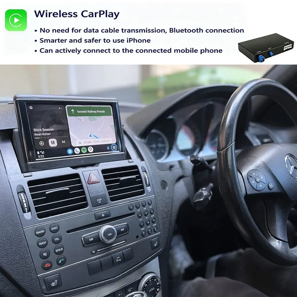 Wireless CarPlay Android Auto Retrofit Module For Mercedes‑Benz C‑Class W204 NTG4.0 2007‑2010 Screen Upgrade Box