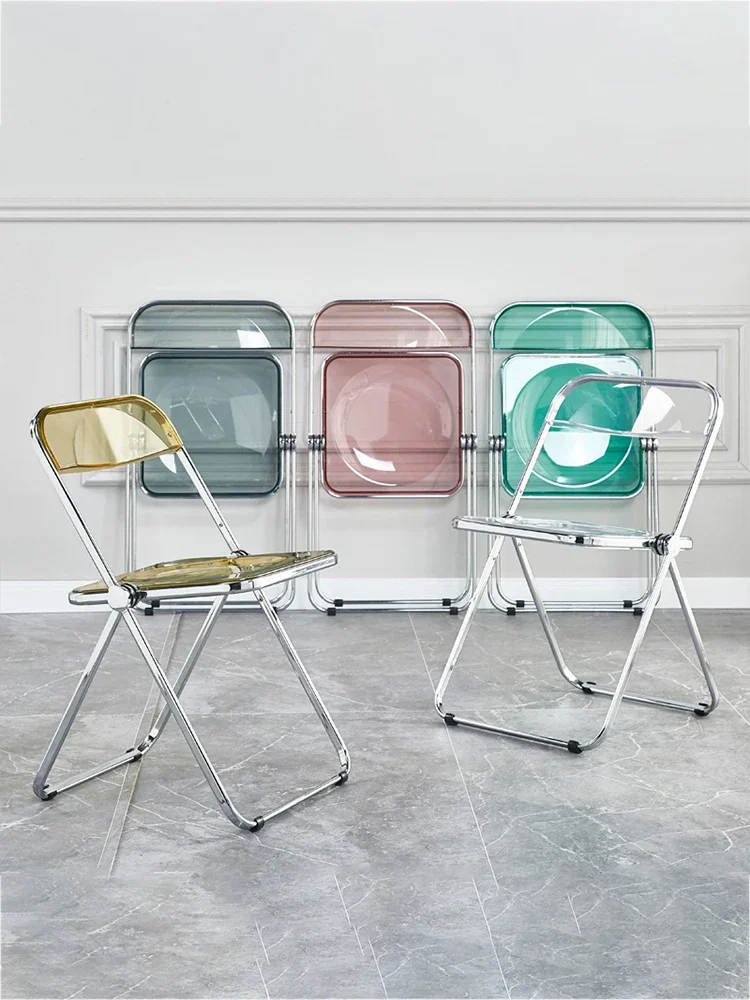 

Transparent acrylic chair Nordic modern balcony online celebrity ins photo makeup light luxury bedroom folding stool diningchair