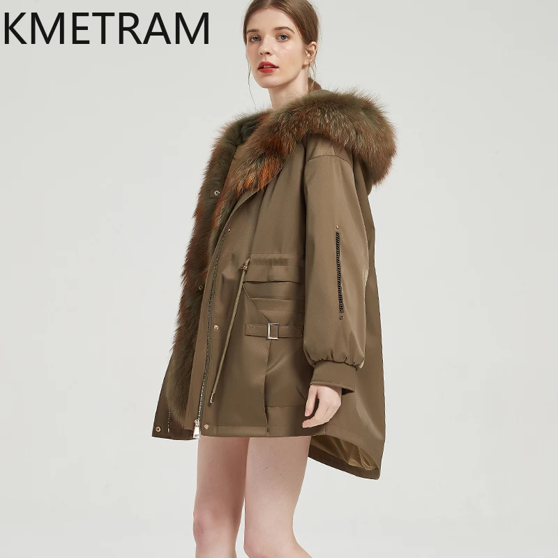 معاطف من فرو أرنب ريكس الطبيعي من KMETRAM معاطف من الفرو الراكون بياقة على شكل كلب ملابس نسائية لشتاء 2025 ملابس خارجية متوسطة الطول ropa mujer #2
