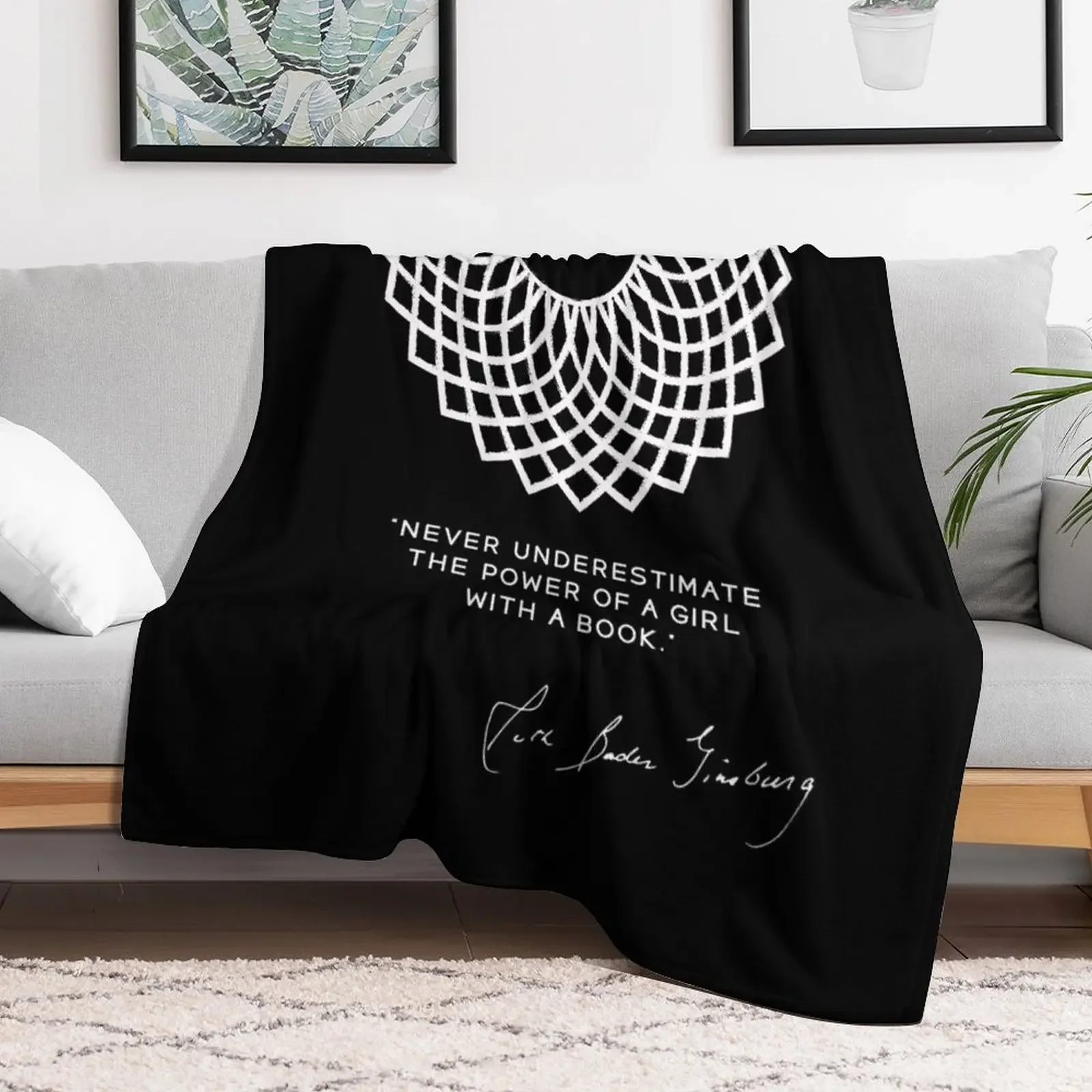 RBG Never Underestimate the Power of a Girl With a Book Throw Blanket Personalized Gift Beautifuls Soft Soft Beds Blankets