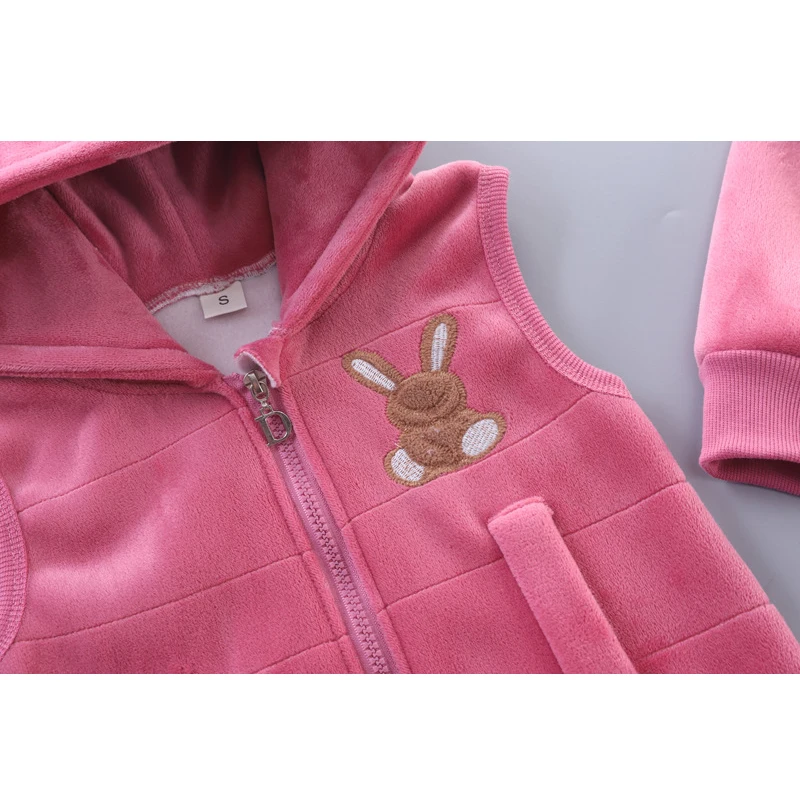 Autumn Winter Baby Girls Clothing Set Cartoon Rabbit Sweatshirt+Pants+Vest 3Pcs Suit For Toddler Girls Keep Warm Clothes Outfit