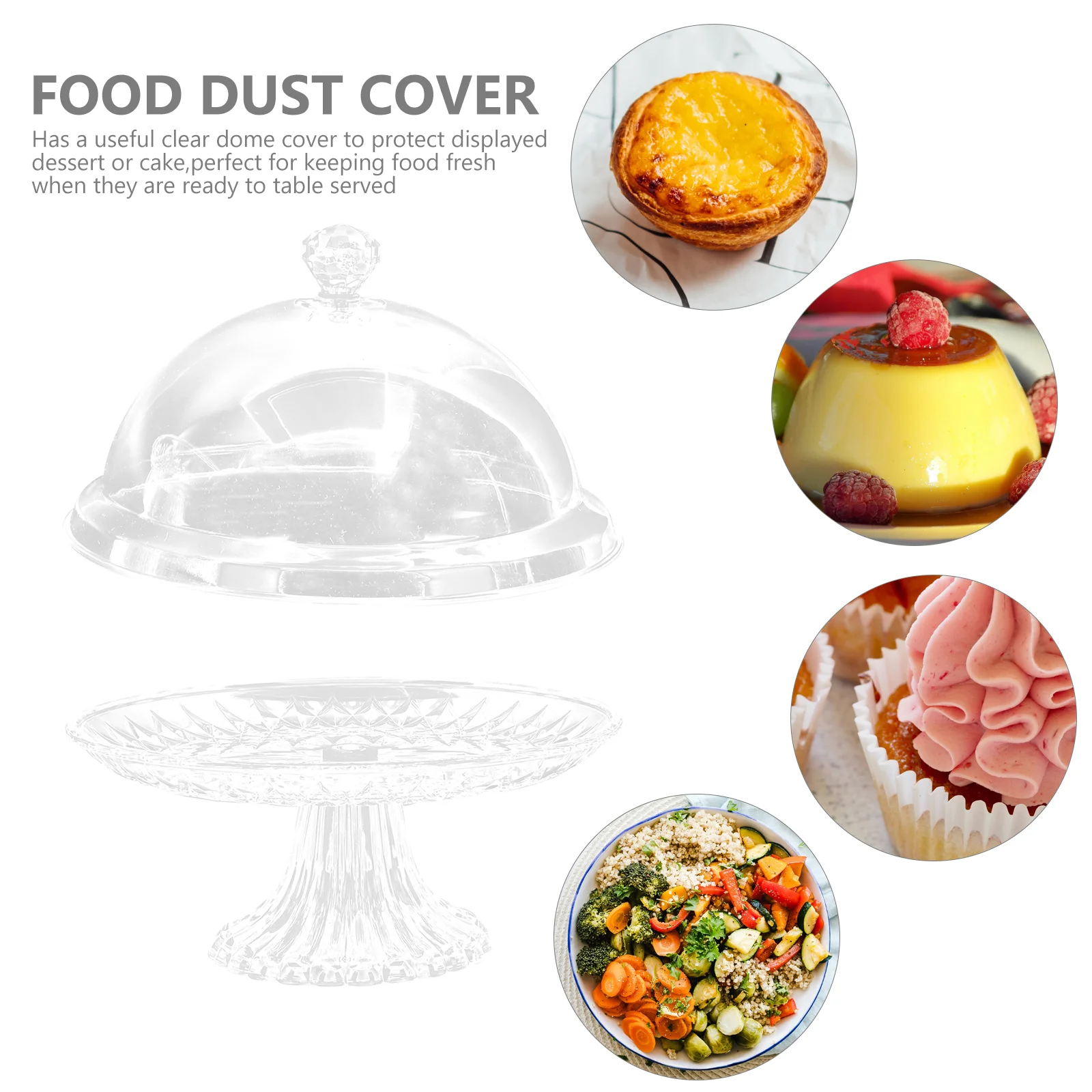 Food Dust Cover Cupcake Stand Dessert Acrylic Dome Tray Dust-Proof Dustproof with