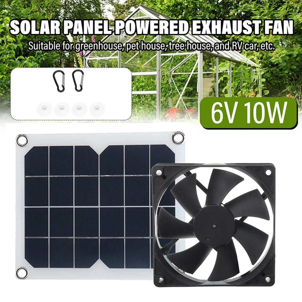 

6V 10W Solar Panel Exhaust Fan Kit With Protective Net 6 Inch Portable Solar Powered Fan For Pet Chicken House Toilet Exhaust