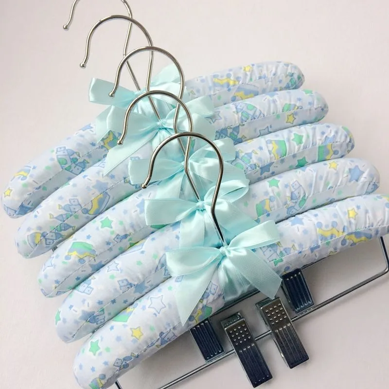 

Soft Cloth Covered Hanger, Cotton Anti-slip Pant Skirt Clips, Traceless Children Garment Hanger for Kid Clothes Storage Display