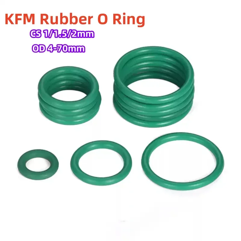 FKM O-ring Green Fluororubber Rubber Sealing Gasket O Ring CS1/1.5/2.0mm Oil Resistant Acid Alkali Resistant O-Ring Kit