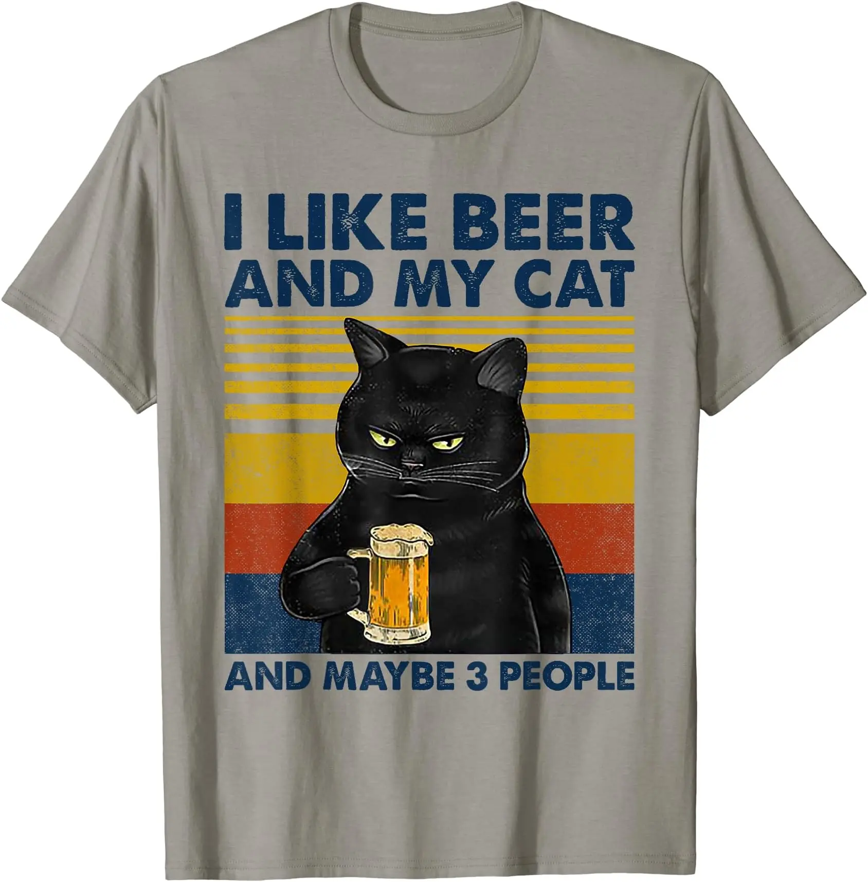 

I Like Beer My Cat And Maybe 3 People Funny Cat Lovers Anime Graphic T-shirts For Men Clothing Women Tees High Quality