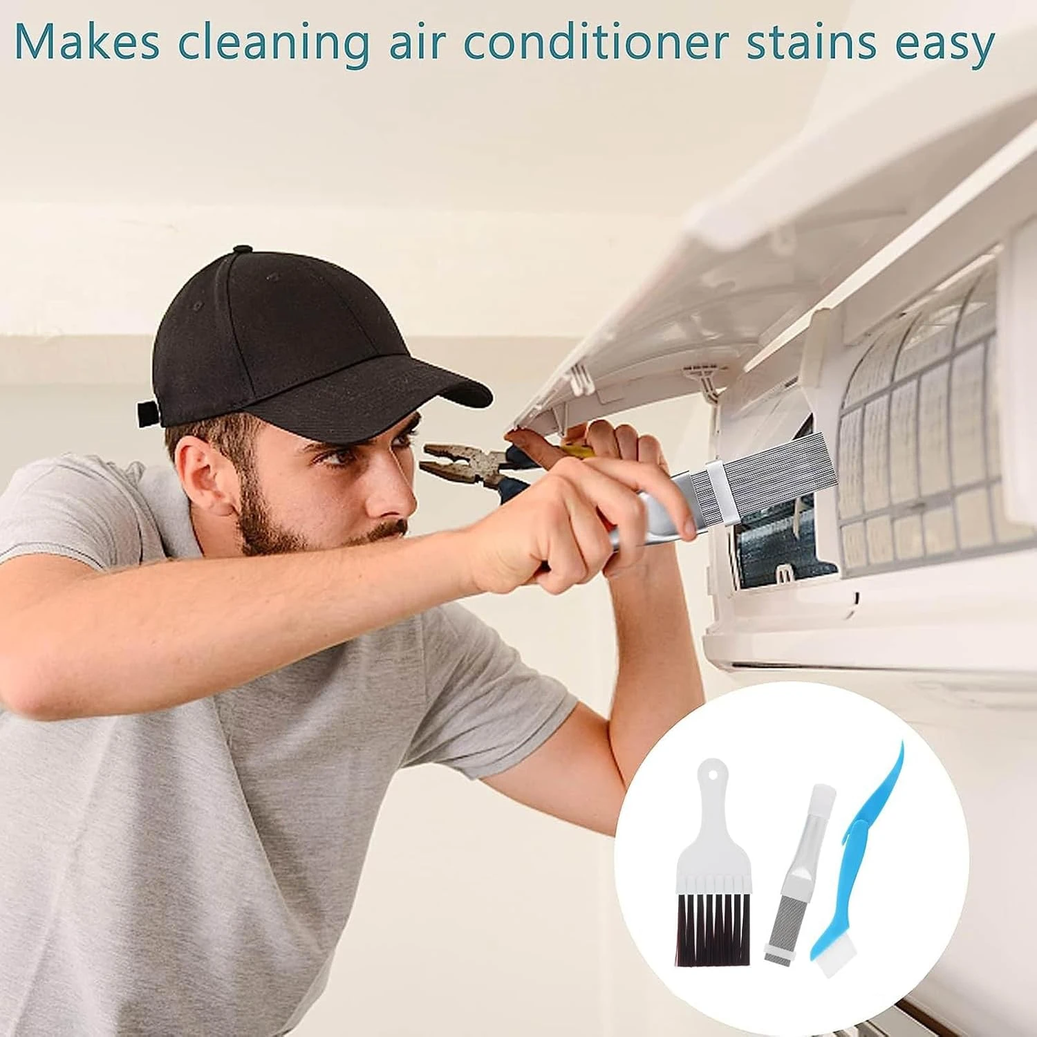 

Air Conditioner Condenser Fin Comb Cleaner kit, Air Conditioner Fin Cleaner Brush Kit, Small Appliances Coil Whisk Clean Brush