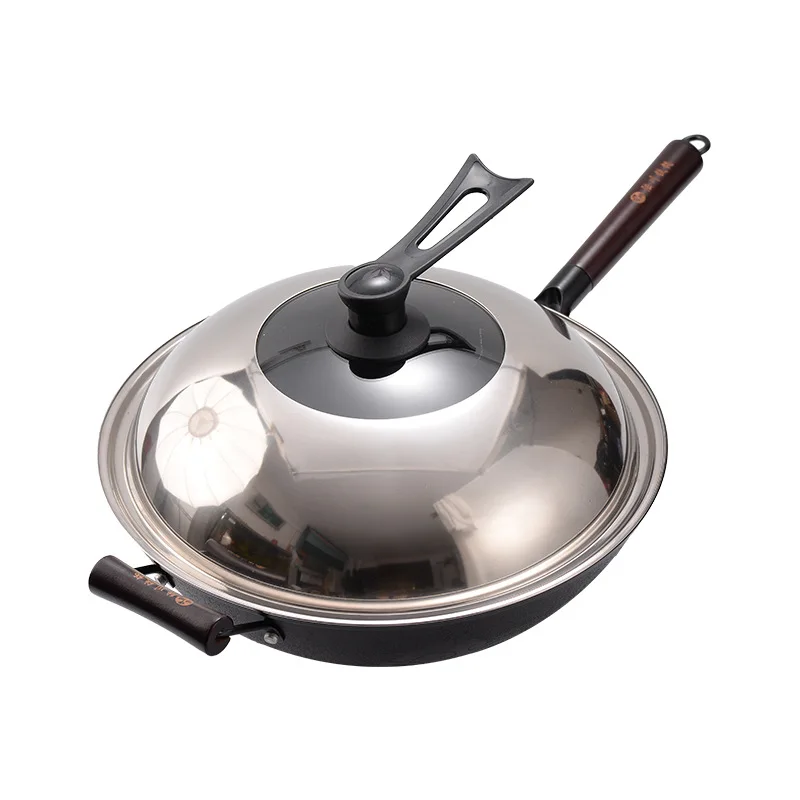 

DSA Household Iron Pot Household Round Bottom Uncoated Non-Stick Pot Cast Iron Old-fashioned Flat Bottom Pig Iron Gas Stove Wok