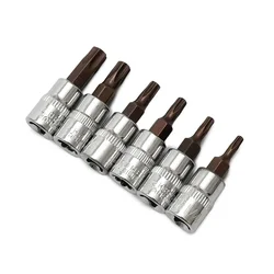 6pcs 1/4inch Hex Torx Screwdriver Bit Set Drive Socket Head Screwdriver T10-T40  Spanner Ratchet Sleeve Socket Wrench Tool