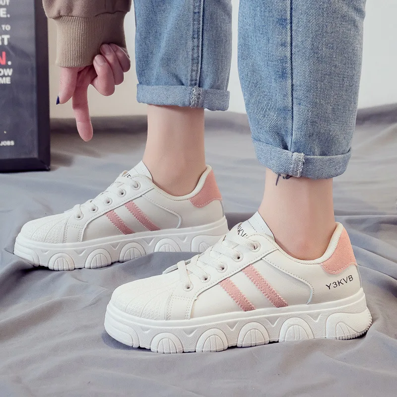 Fashion White Women Chunky Sneakers White Shoes Lace-up Tenis Feminino Zapatos De Mujer Platform Women Casual Shoes Female