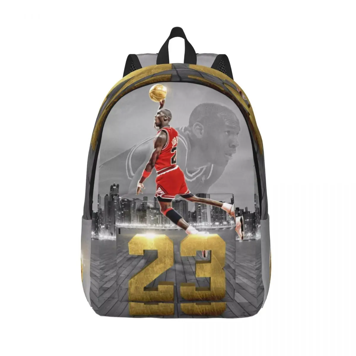 Classic 23 Number Michael Jordan Wallpaper Backpack Student Schoolbag for Men Women Laptop Canvas Bags 15.7in 17.7in