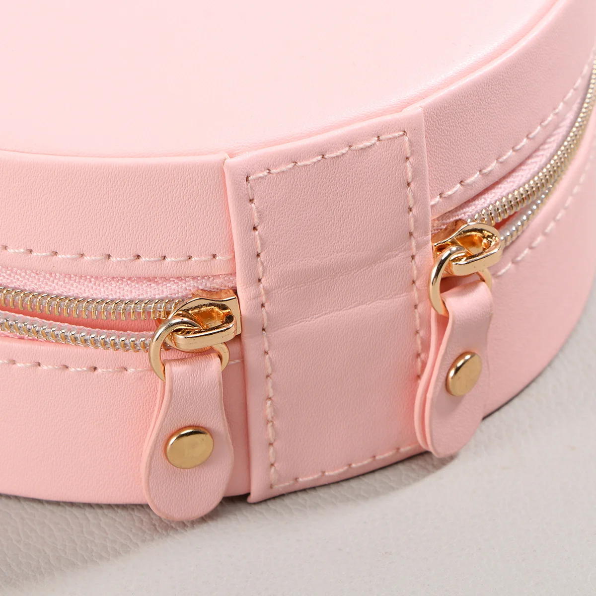 1Pcs Round Jewelry Organizer Box Portable PU Material Compact Space Saving Travel Jewelry Storage Earrings Rings Dark Blue