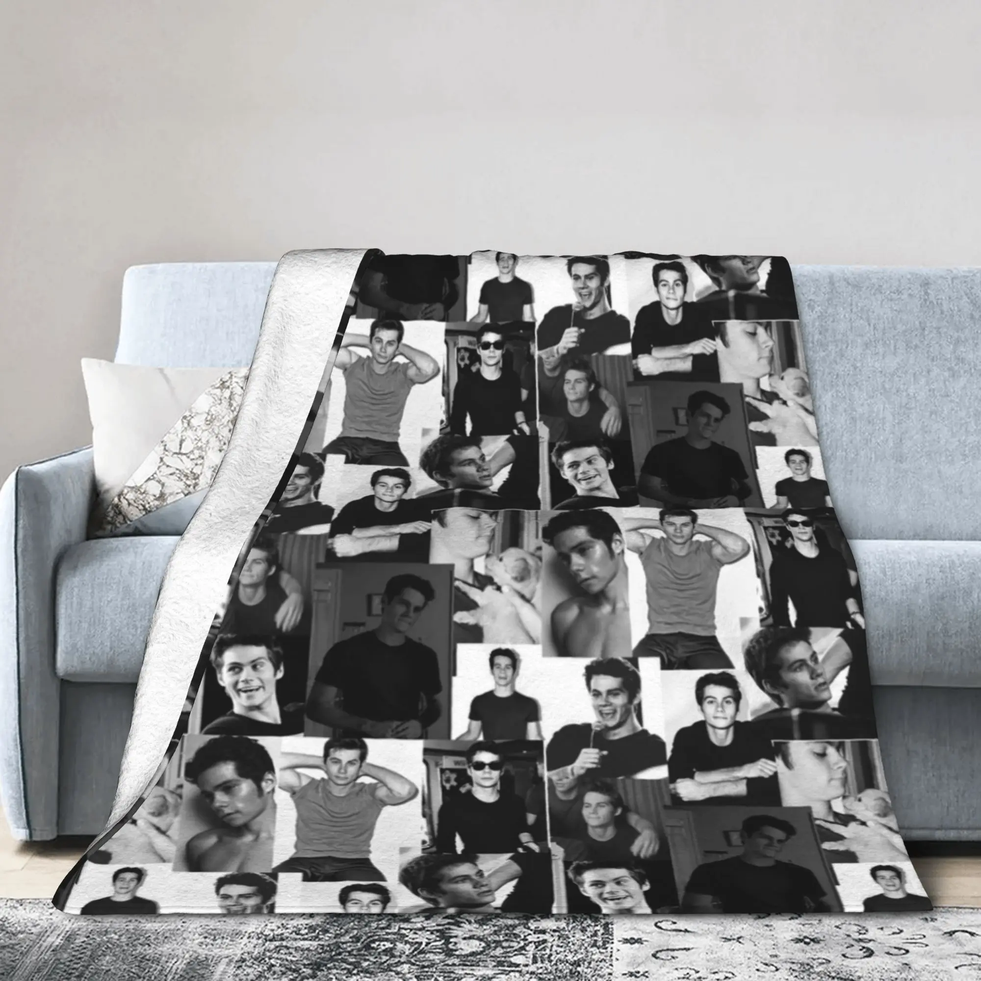 Dylan O'Brien Collage Blanket Velvet Summer Air Conditioning Actor Ultra-Soft Throw Blanket for Sofa Outdoor Plush Thin Quilt