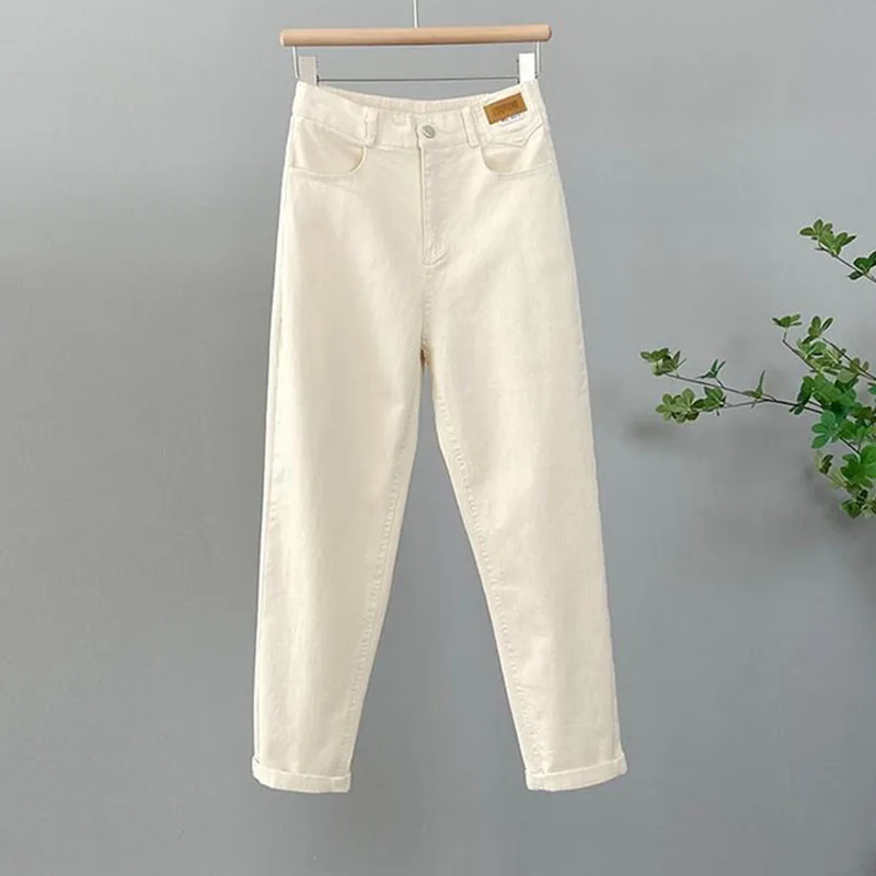 

Новые женские весенне-летние повседневные джинсы. Новые женские джинсы с эластичной резинкой на талии и высокой талией. Свободные тонкие женские брюки Harlan Daddy.