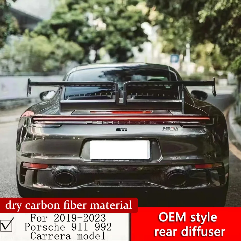 

For Porsche 911 992 OEM style rear diffuser dry carbon fiber material the new 911 carrera 4S retrofitting rear lip three piece