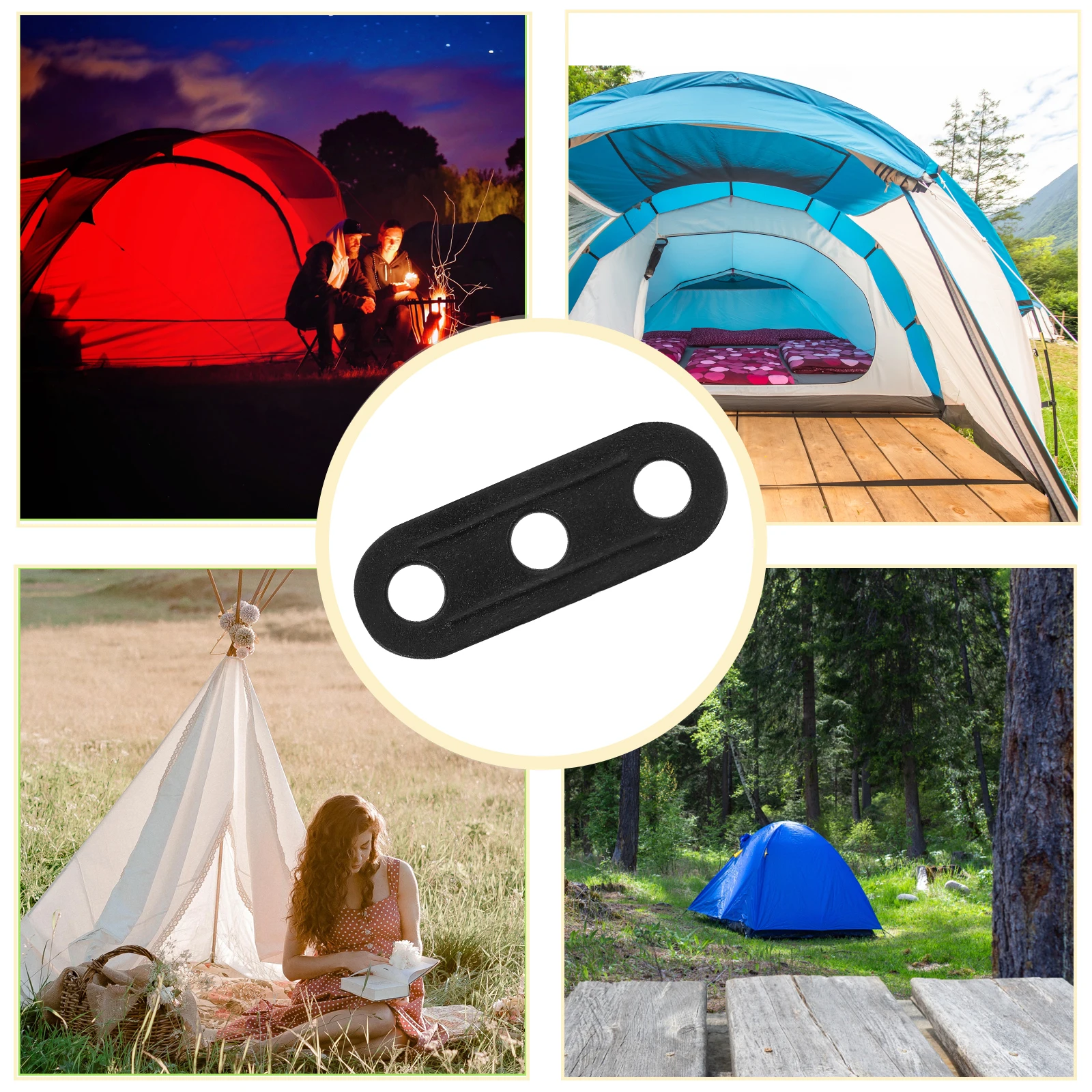 

50pcs Tent Rope Three eye Buckle 3 hole Canopy Adjustable Fasteners Reusable Plastic Cord Tensioners Outdoor Camping Hiking