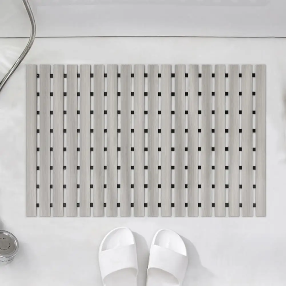Non-slip Bathroom Mat Bathroom Shower Mat with Drain Holes Non-slip Bathtub Rug Machine Washable Quick-dry Solid for Safety