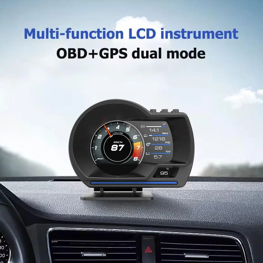 

A501Newest Head Up Display Auto Display OBD2+GPS Smart HUD Security Car Temp. Alarm Odometer Water&Oil Digital RPM Gauge Z5X2