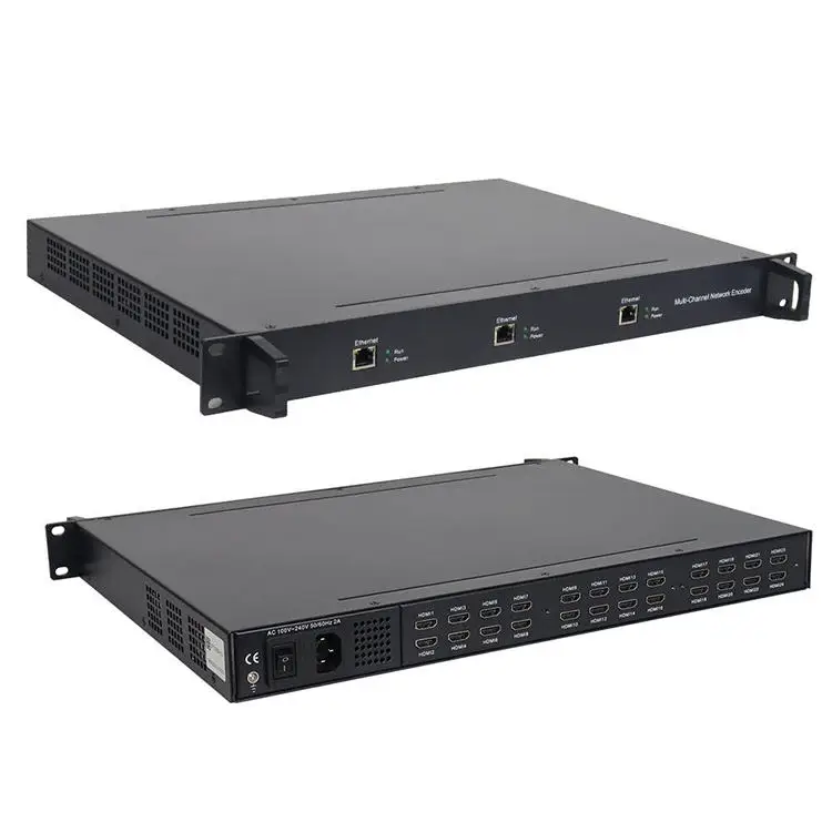 New Arrival HD-SDI IP Encoder 4/8/12 Channel Inputs HEVC/H.265/MPEG-4/H.264 Encoder IP Video 1080P 60fps UDP RTP
