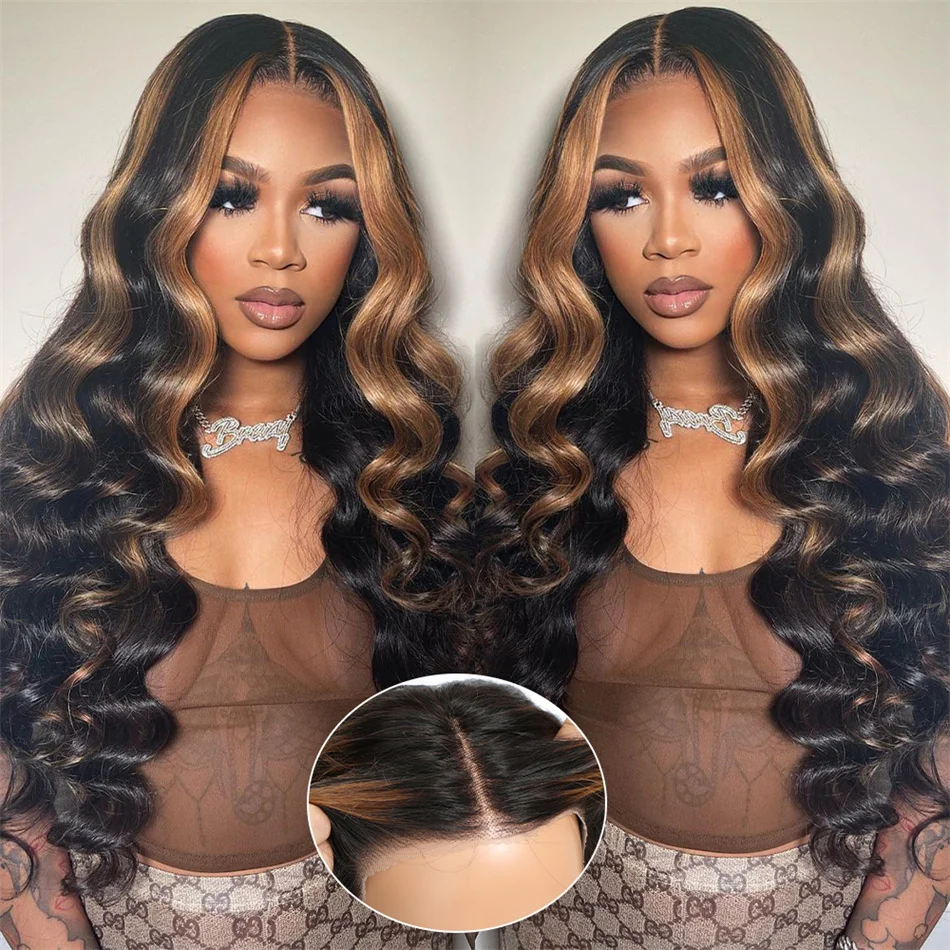 Wear and Go Wig Glueless 1B 30 Highlight Wig Human Hair 13x4 Lace Frontal Wig Human Hair Wig Pre Cut Pre Plucked Glueless Wigs