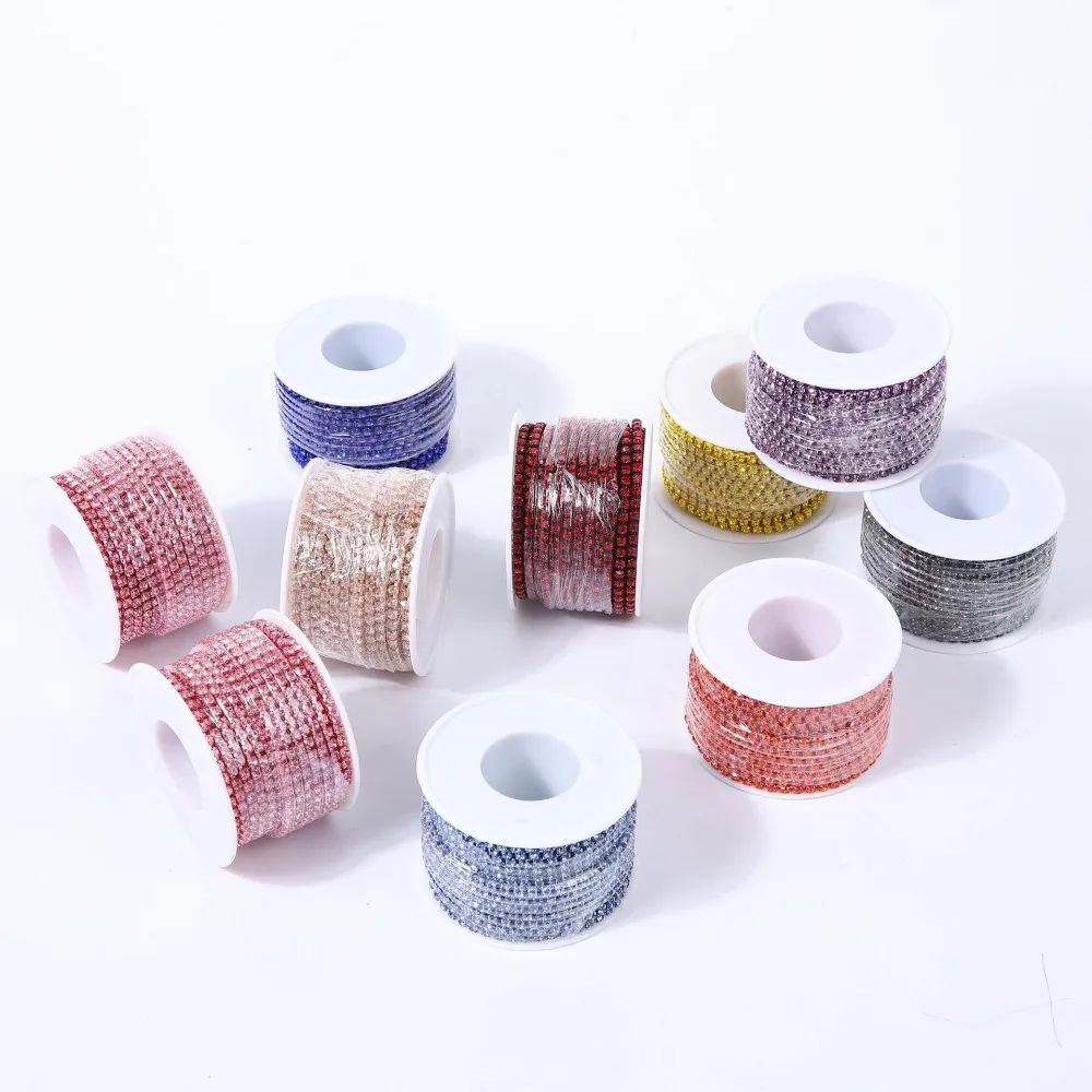 10 ياردة الزجاج الملون سلسلة حجر الراين كأس كثيف تقليم للملابس أكياس الأحذية DIY بها بنفسك الخياطة الديكور الحرف مشاريع الموضة