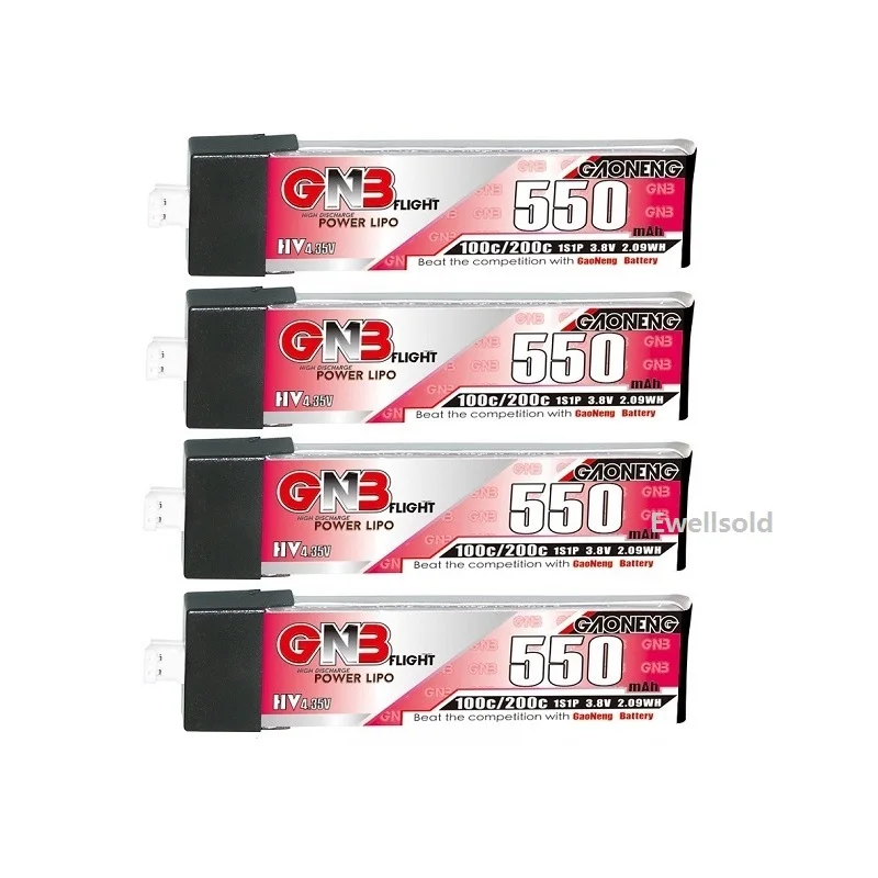 GAONENG 1S 3.8V 550MAh 4.35V 90C/180C LiHV Pin Lipo Với PH2.0 Cắm Cho UK65 US65 Happymodel Mobula7Snapper FPV 65S Drone