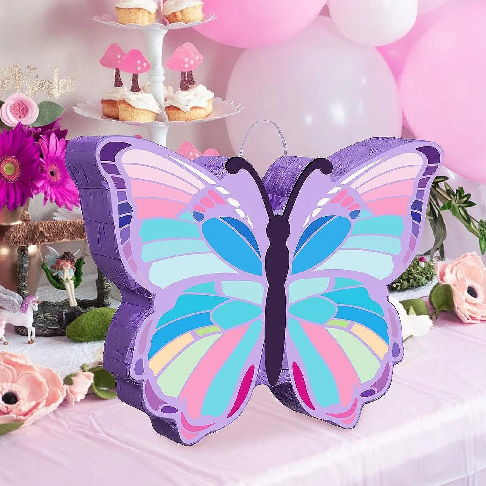 Piñata de Mariposa Decorativa para el Hogar, Piñata de Papel con Confeti y Cuerda para Jalar, para Cumpleaños de Niñas y Niños, Celebración de Verano, Festiva