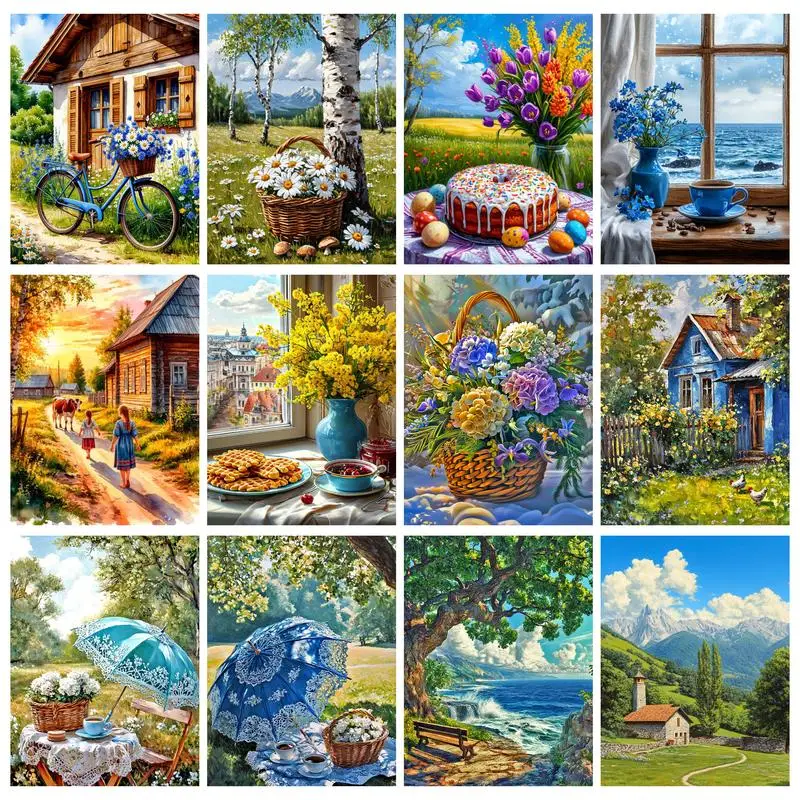 

CHENISTORY DIY Paint By Number Hand Painted Painting Art Gift Pictures By Numbers Landscape Kits Drawing On Canvas Home Decor
