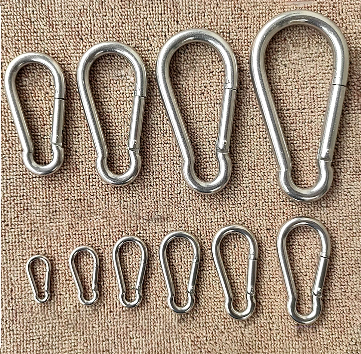 1Pcs M4 M5 M6 M7 M8 M9 M10 M11 M12 M14 304/316สแตนเลสสตีล Carabiner Carbine Snap ฤดูใบไม้ผลิ Buckle Key Ring