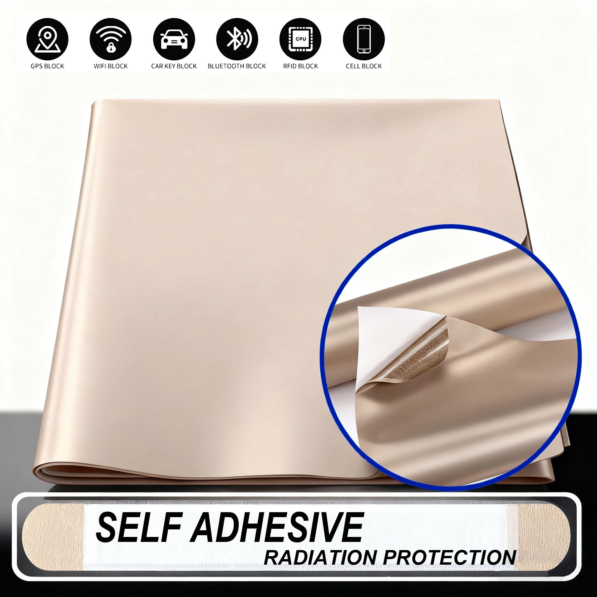 Self-Adhesive Faraday Fabric for EMF Protection, Anti-Radiation Self-Stick Shielding Material, Blocks WiFi/Bluetooth/5G