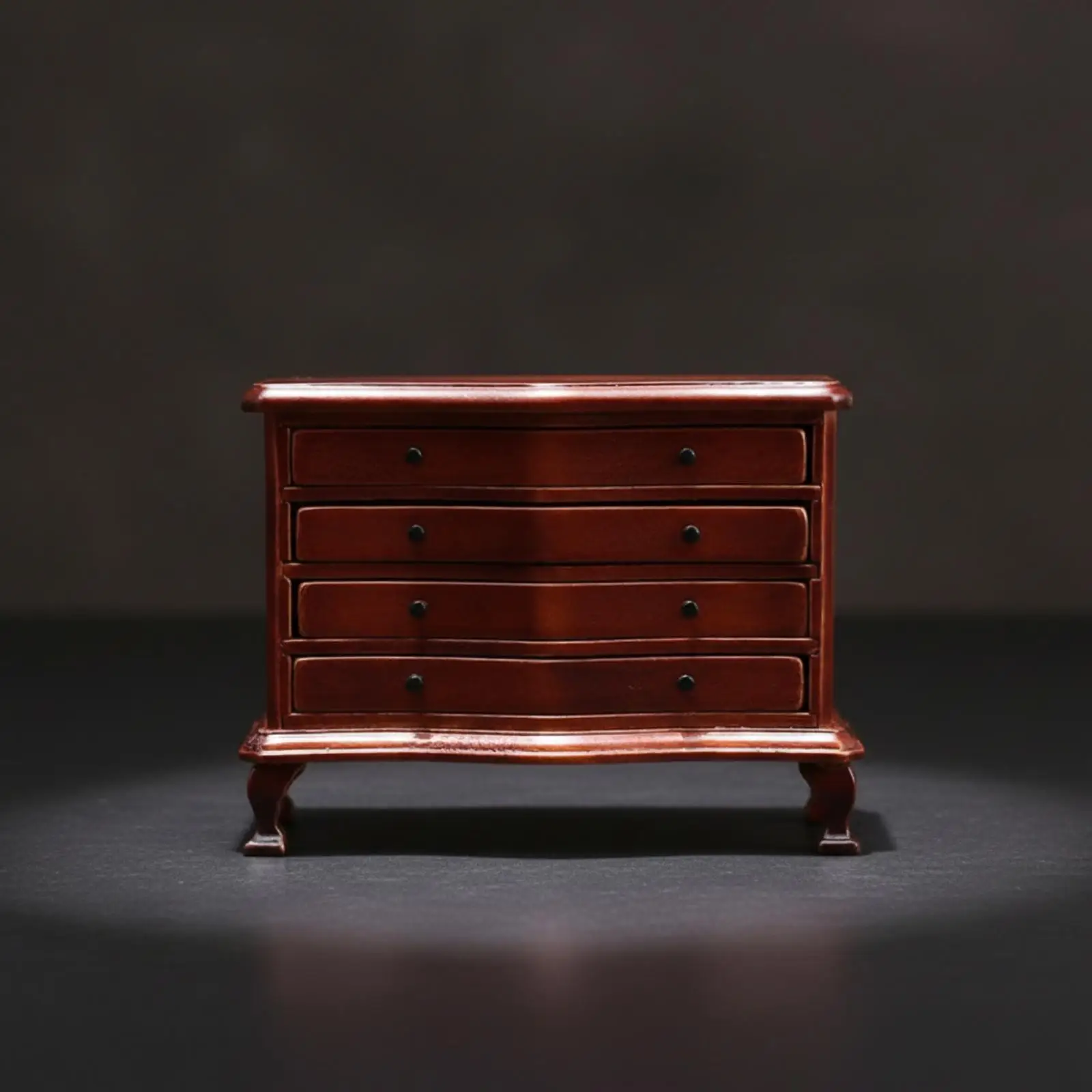 1/12 Scale Dollhouse Cabinet Painted Finish Birch Wood Miniature Cabinet European-Style Miniature Dresser Decorative Cupboard