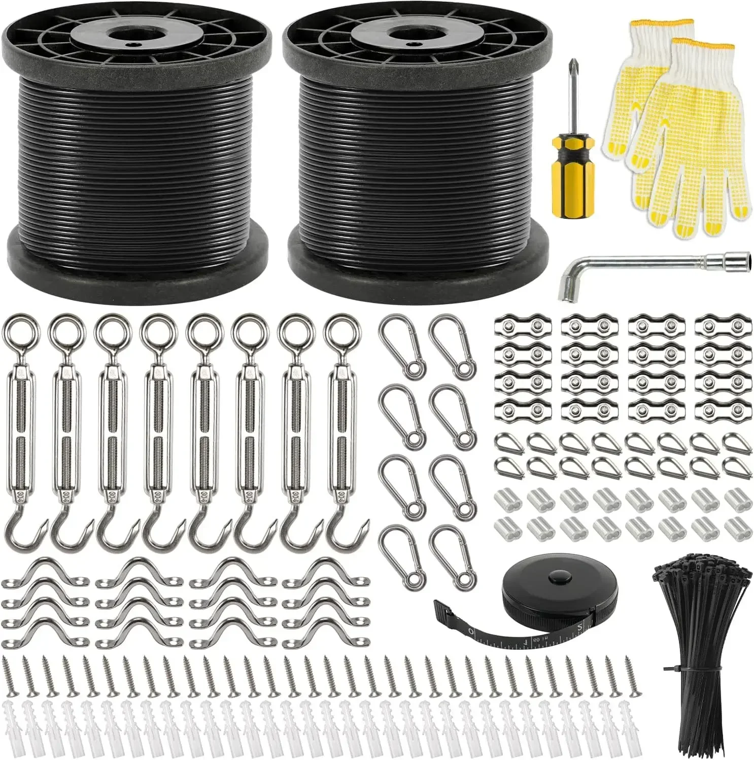 

Подвесной комплект гирляндного светильника 400 футов для улицы, проволочный трос из нержавеющей стали 304 с нейлоновым покрытием, комплект гирляндного светильника в комплекте, достаточные аксессуары